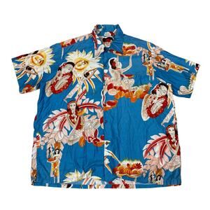 Vintage Barefoot In Paradise Hawaii Hawaiian Button Up Shirt Men's 2XL XXL